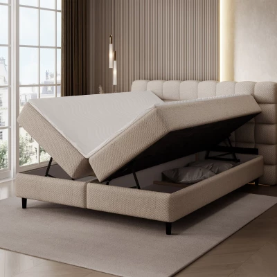 Kontinentales Bett mit Stauraum 160x200 MIRELLO - beige