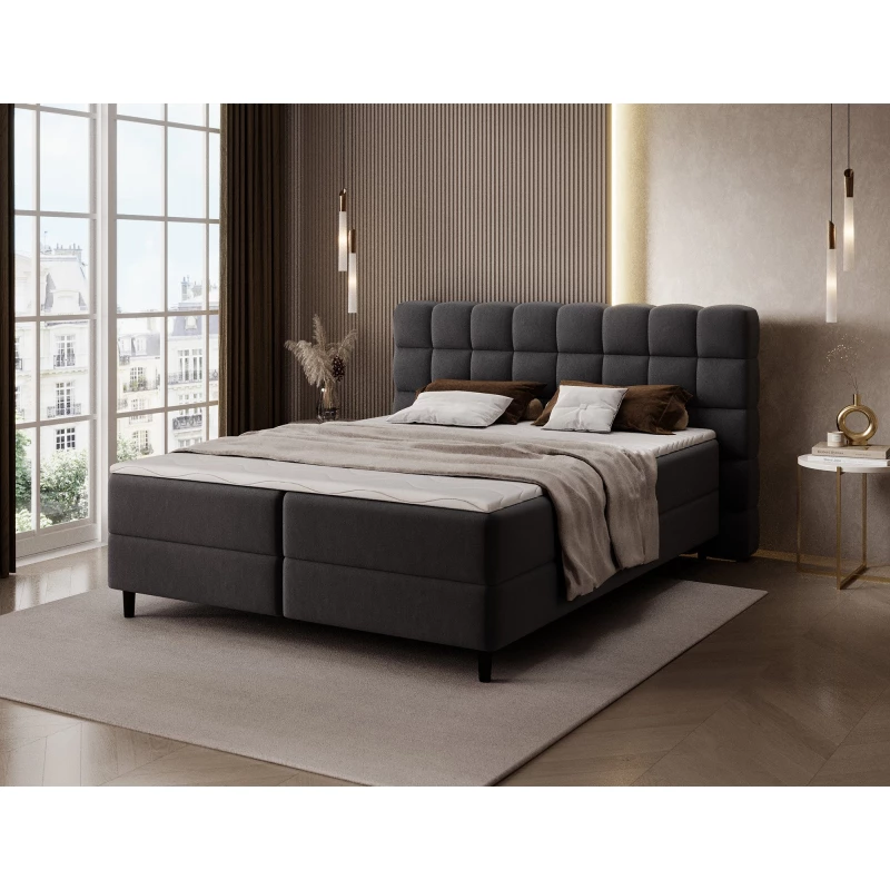 Kontinentales Bett mit Stauraum 160x200 MIRELLO - schwarz