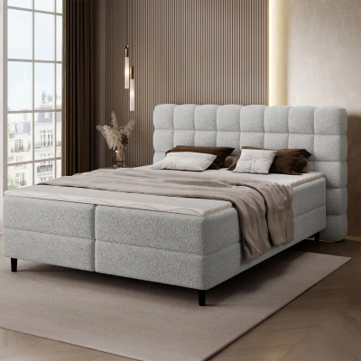 Kontinentales Bett mit Stauraum 160x200 MIRELLO - hellgrau