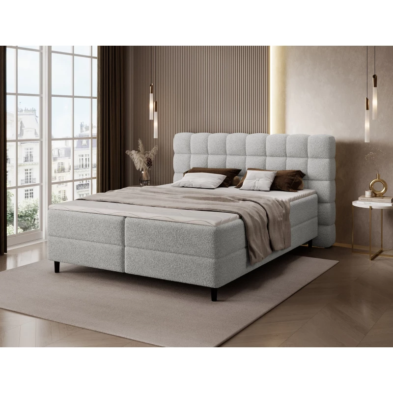 Kontinentales Bett mit Stauraum 160x200 MIRELLO - hellgrau