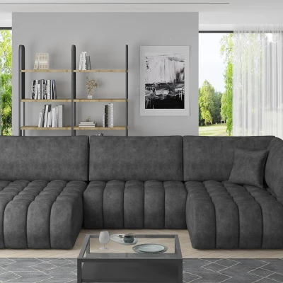 Großes U-förmiges Sofa LIOR – Graphit, linke Ausführung