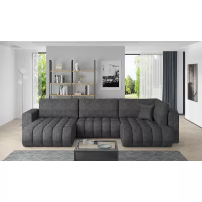 Großes U-förmiges Sofa LIOR – Graphit, linke Ausführung