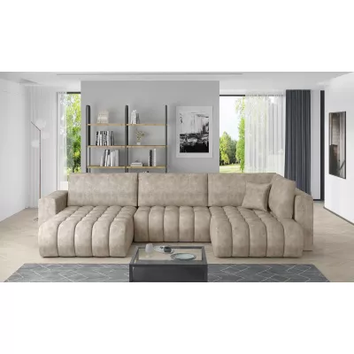 Großes U-förmiges Sofa LIOR – hellbeige, linke Ausführung