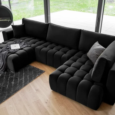 Großes U-förmiges Sofa LIOR – schwarz 1, linke Ausführung