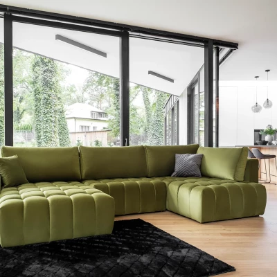 Großes U-förmiges Sofa LIOR – hellgrün, linke Ausführung