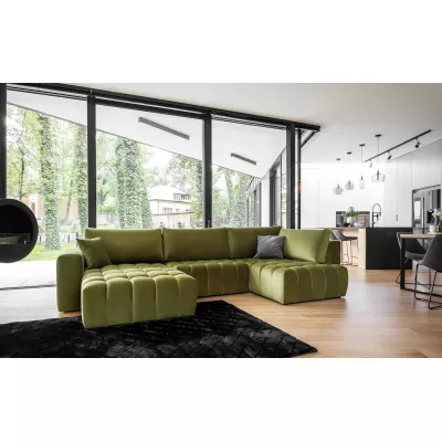 Großes U-förmiges Sofa LIOR – hellgrün, linke Ausführung