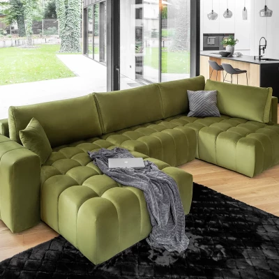Großes U-förmiges Sofa LIOR – hellgrün, linke Ausführung