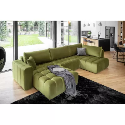 Großes U-förmiges Sofa LIOR – hellgrün, linke Ausführung