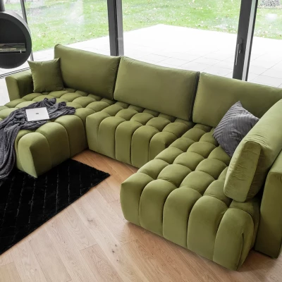 Großes U-förmiges Sofa LIOR – hellgrün, linke Ausführung