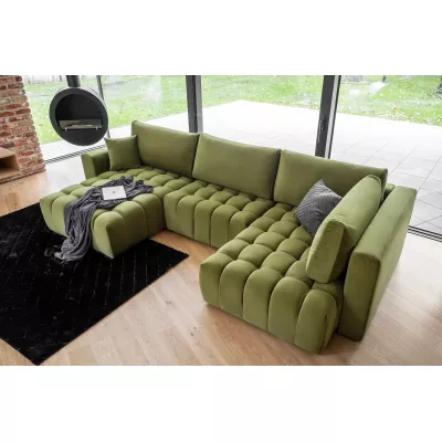 Großes U-förmiges Sofa LIOR – hellgrün, linke Ausführung