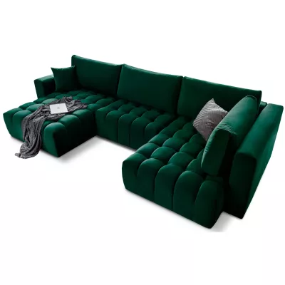 Großes U-förmiges Sofa LIOR – dunkelgrün, linke Ausführung