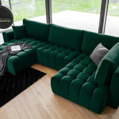 Großes U-förmiges Sofa LIOR – dunkelgrün, linke Ausführung