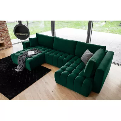 Großes U-förmiges Sofa LIOR – dunkelgrün, linke Ausführung