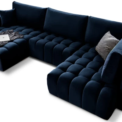 Großes U-förmiges Sofa LIOR – dunkelblau, linke Ausführung