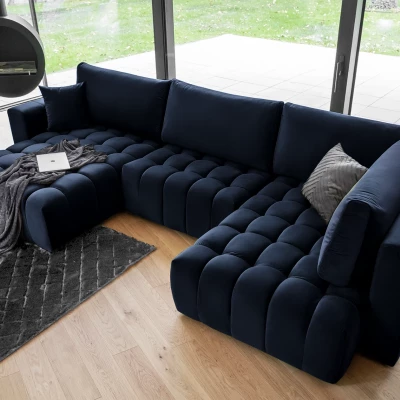 Großes U-förmiges Sofa LIOR – dunkelblau, linke Ausführung