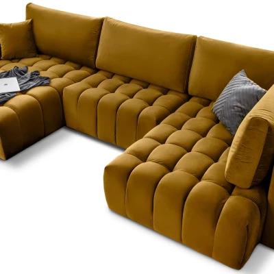Großes U-förmiges Sofa LIOR – Senfgelb, linke Ausführung