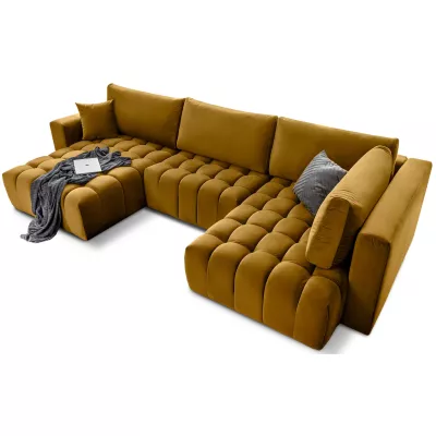 Großes U-förmiges Sofa LIOR – Senfgelb, linke Ausführung