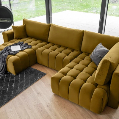 Großes U-förmiges Sofa LIOR – Senfgelb, linke Ausführung