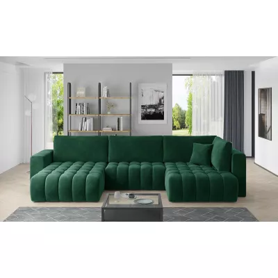 Großes U-förmiges Sofa LIOR – flaschengrün, linke Ausführung