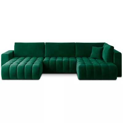 Großes U-förmiges Sofa LIOR – flaschengrün, linke Ausführung