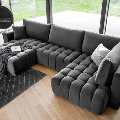 Großes U-förmiges Sofa LIOR – dunkelgrau 2, linke Ausführung