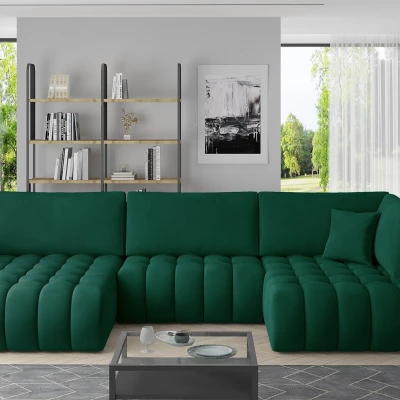 Großes U-förmiges Sofa LIOR – grün, linke Ausführung