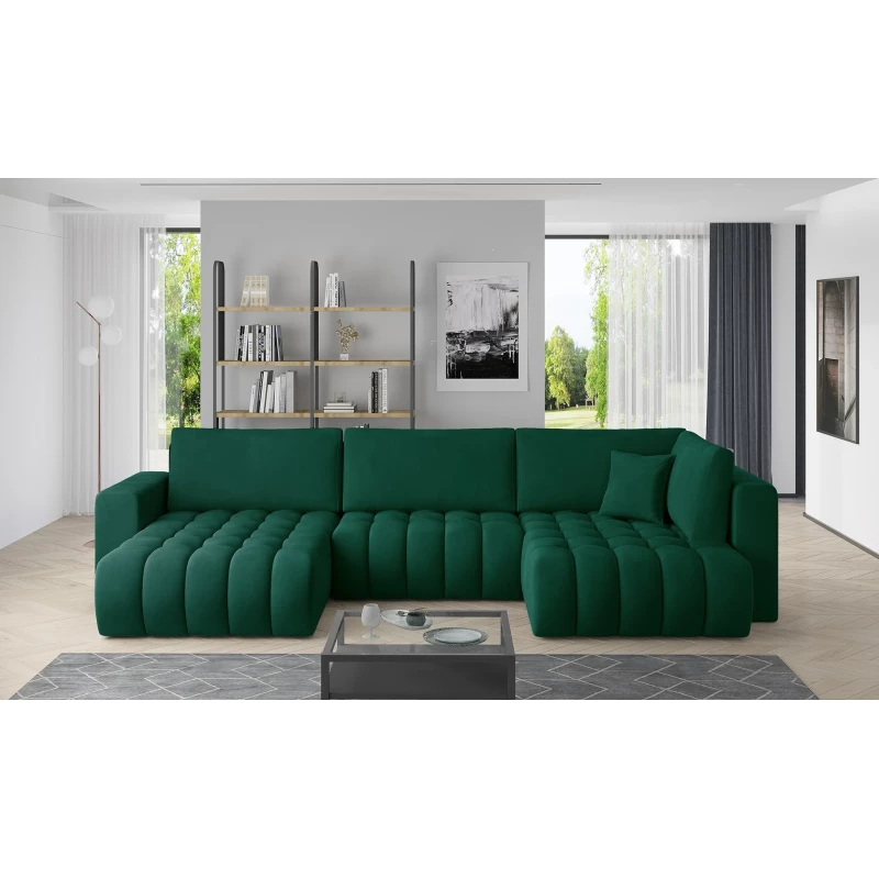Großes U-förmiges Sofa LIOR – grün, linke Ausführung