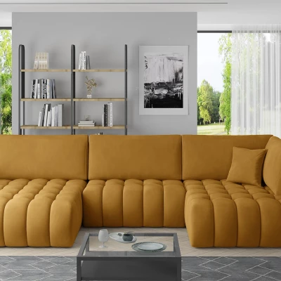 Großes U-förmiges Sofa LIOR – Honig, linke Ausführung