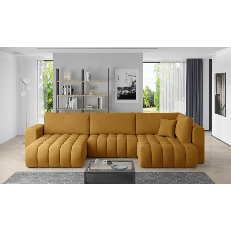 Großes U-förmiges Sofa LIOR – Honig, linke Ausführung