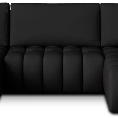 Großes U-förmiges Sofa LIOR – schwarzes Öko-Leder, linke Ausführung
