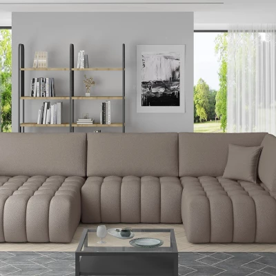 Großes U-förmiges Sofa LIOR – dunkelbeige, linke Ausführung