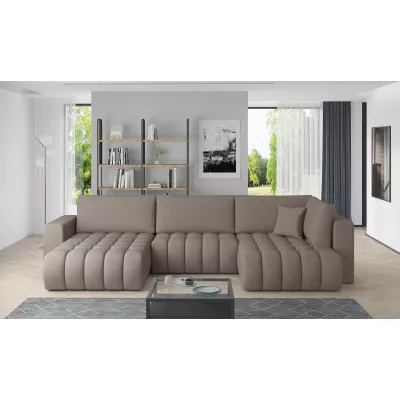 Großes U-förmiges Sofa LIOR – dunkelbeige, linke Ausführung