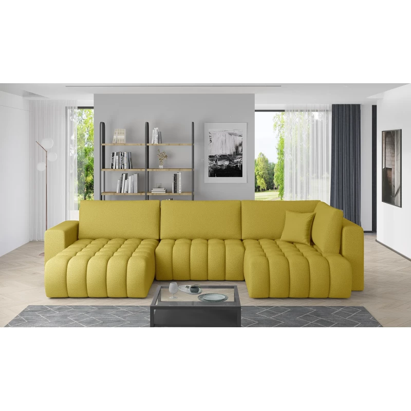 Großes U-förmiges Sofa LIOR – gelb, linke Ausführung