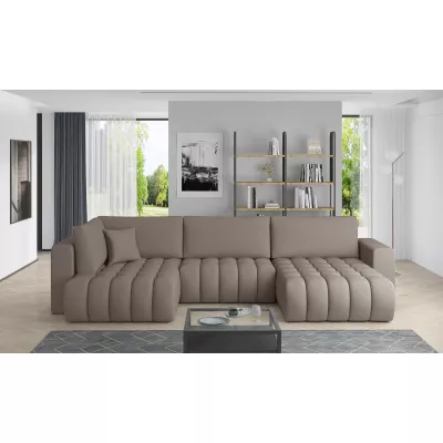 Großes U-förmiges Sofa LIOR – dunkelbeige, echtes Design