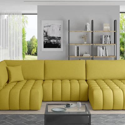 Großes U-förmiges Sofa LIOR – gelb, rechte Ausführung