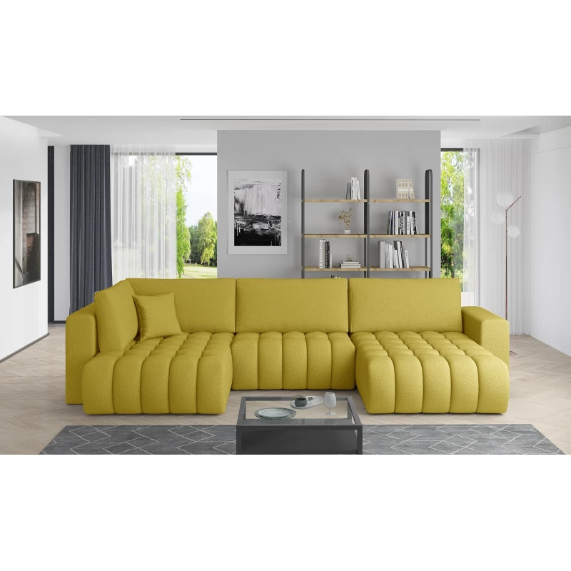 Großes U-förmiges Sofa LIOR – gelb, rechte Ausführung