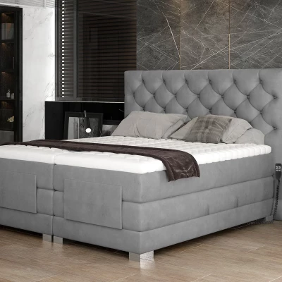 Verstellbares Boxspringbett 140x200 LIVANO - Hellgrau