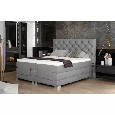 Verstellbares Boxspringbett 140x200 LIVANO - Hellgrau