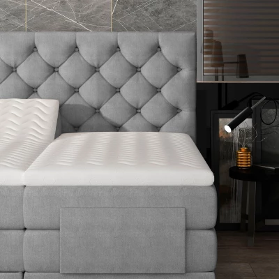 Verstellbares Boxspringbett 140x200 LIVANO - Hellgrau