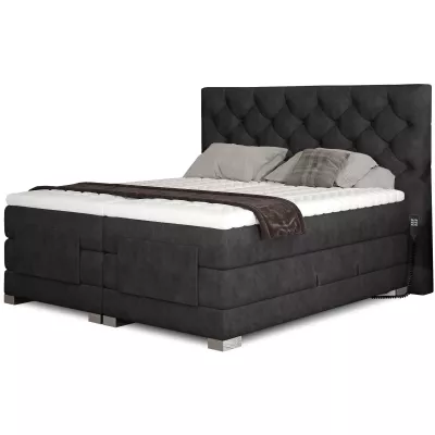 Verstellbares Boxspringbett 140x200 LIVANO - schwarzes Öko-Leder