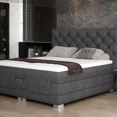 Verstellbares Boxspringbett 140x200 LIVANO - Dunkelgrau