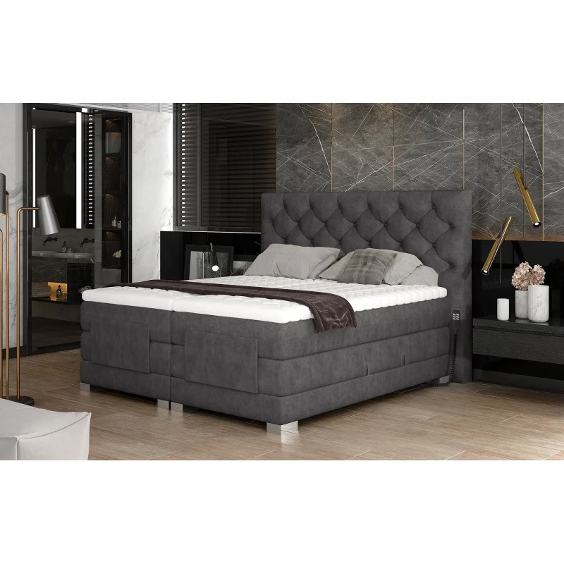 Verstellbares Boxspringbett 140x200 LIVANO - Dunkelgrau