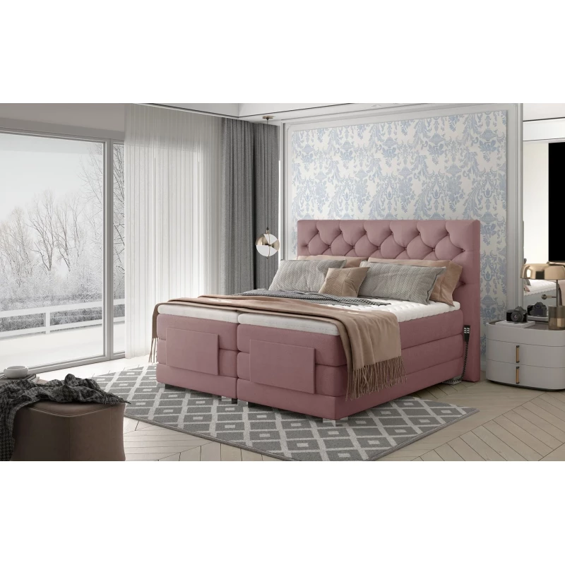 Verstellbares Doppelbett 180x200 LIVANO - Hellrosa