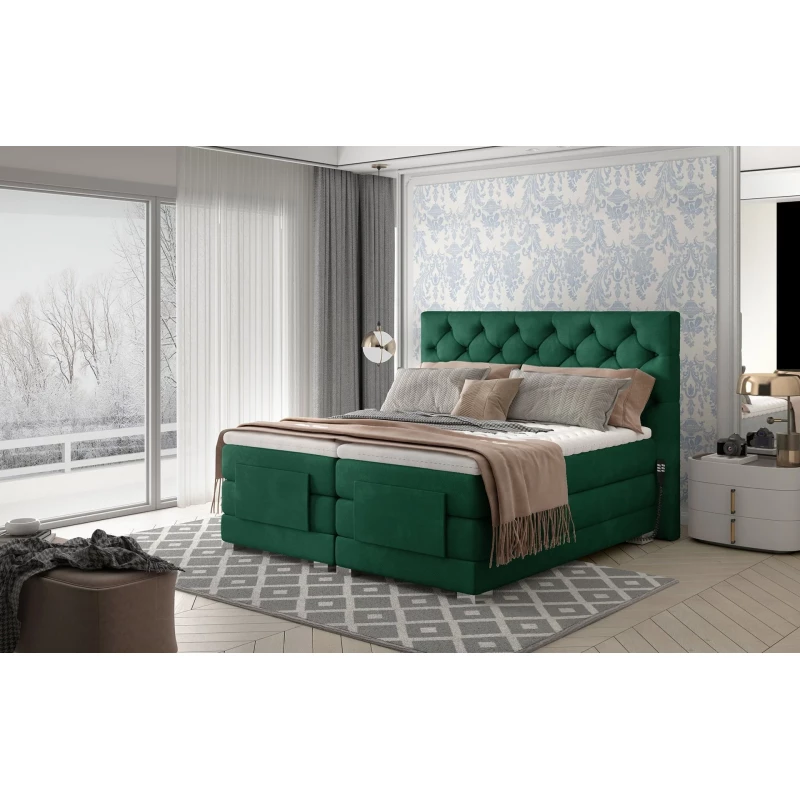 Verstellbares Doppelbett 180x200 LIVANO - Flaschengrün
