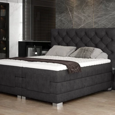 Verstellbares Doppelbett 180x200 LIVANO - schwarzes Öko-Leder