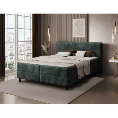 Kontinentales Bett mit Stauraum 160x200 CELINO - Dunkelgrün