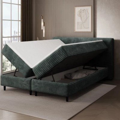 Kontinentales Bett mit Stauraum 160x200 CELINO - Dunkelgrün