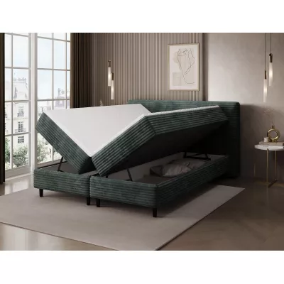 Kontinentales Bett mit Stauraum 160x200 CELINO - Dunkelgrün