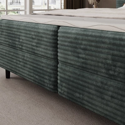 Kontinentales Bett mit Stauraum 160x200 CELINO - Dunkelgrün