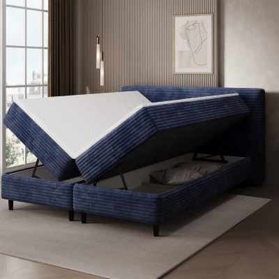 Kontinentales Bett mit Stauraum 160x200 CELINO - dunkelblau